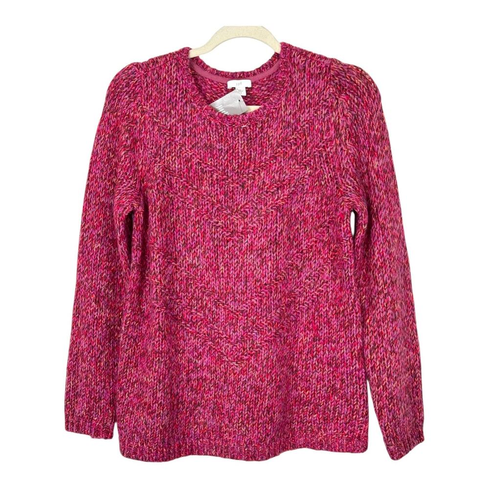 J. Jill Aran Cable Knit Wool Blend Sweater S NWT Loganberry Pink Feminine